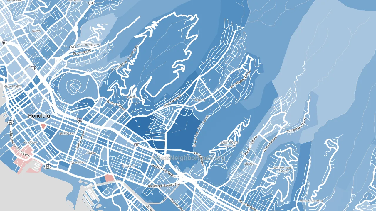 Manoa, Honolulu, HI block-group political-lean map