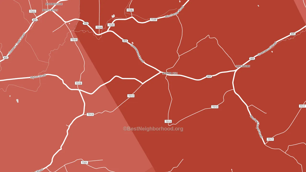 Manor Hill, PA block-group political-lean map