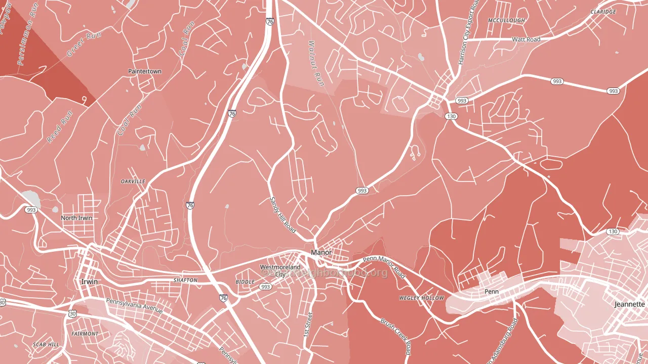 Manor, PA block-group political-lean map