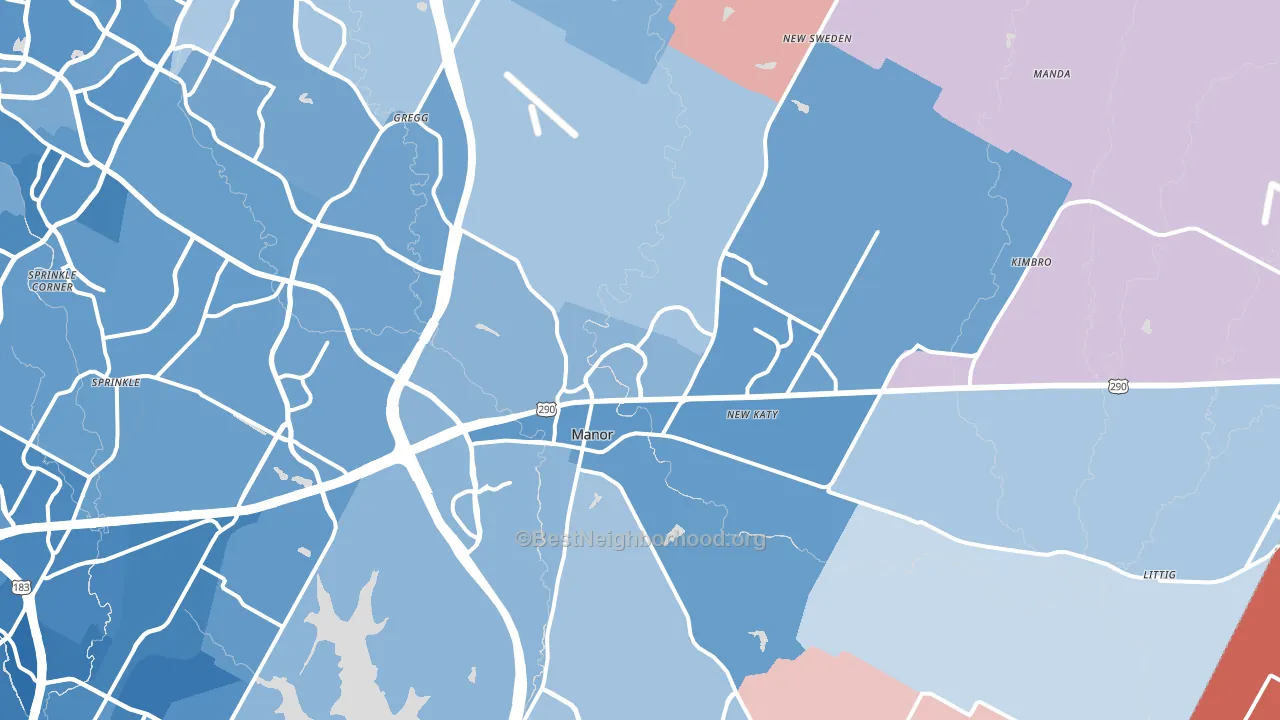 Manor, TX block-group political-lean map