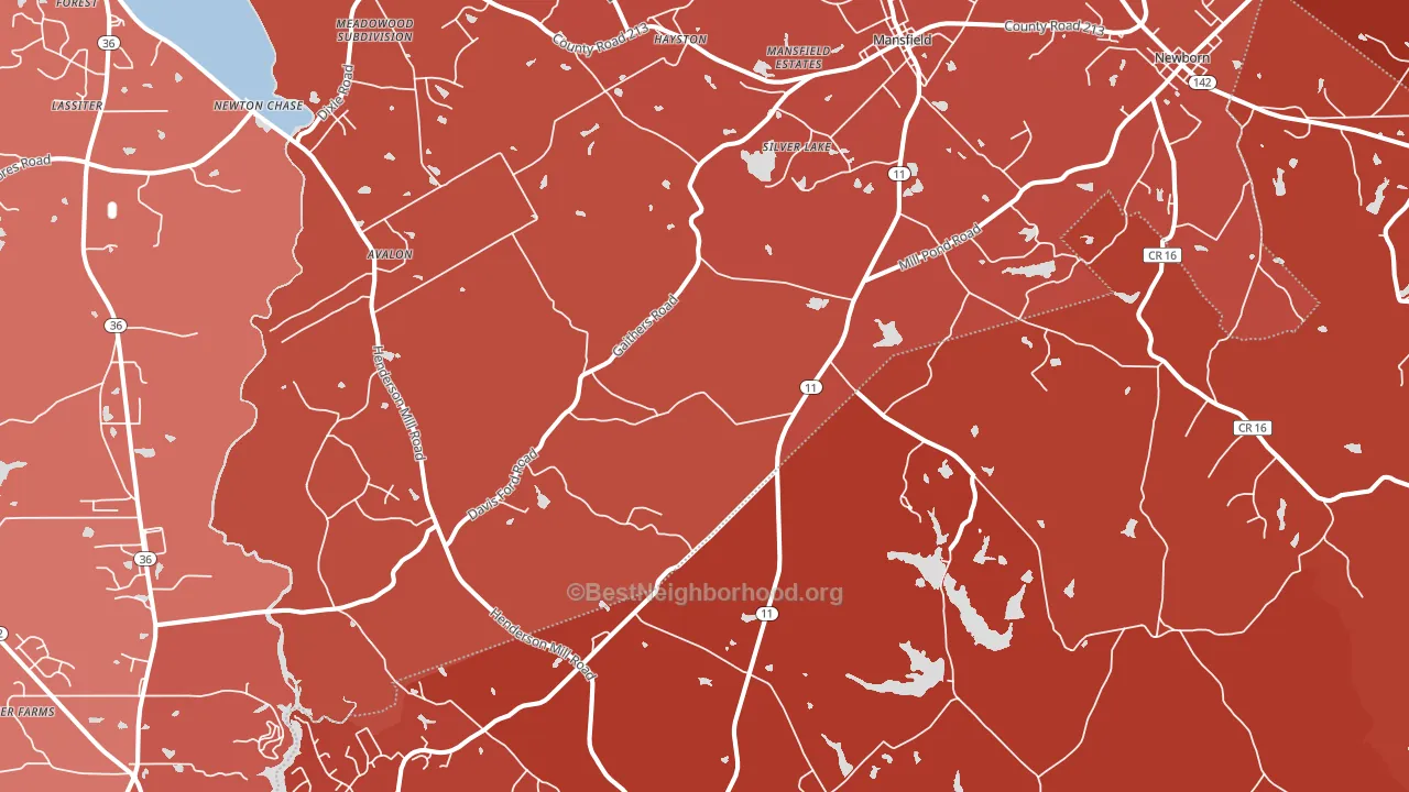 Mansfield, GA block-group political-lean map