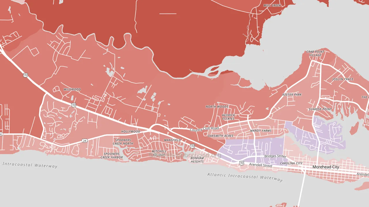 Mansfield, NC block-group political-lean map