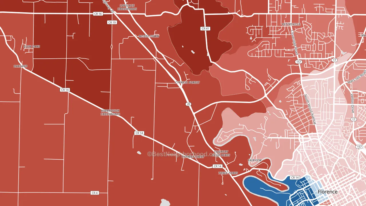 Mansion View, AL block-group political-lean map