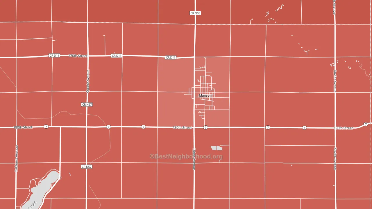 Manson, IA block-group political-lean map