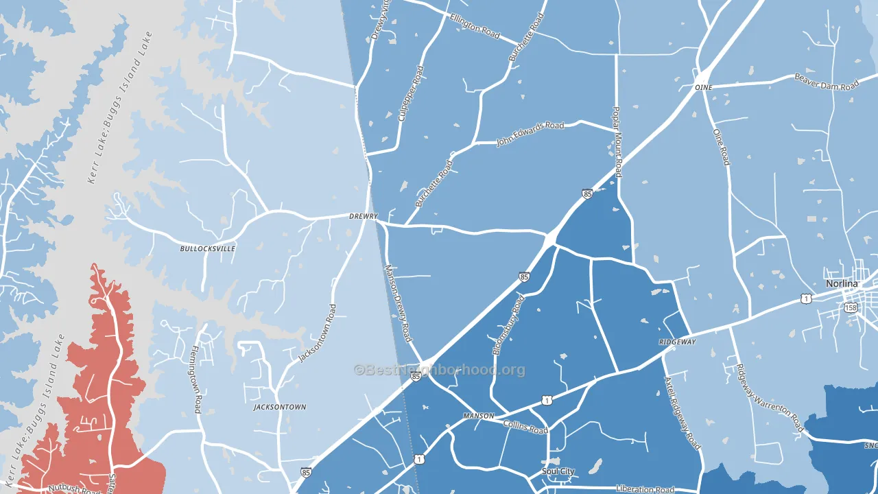 Manson, NC block-group political-lean map