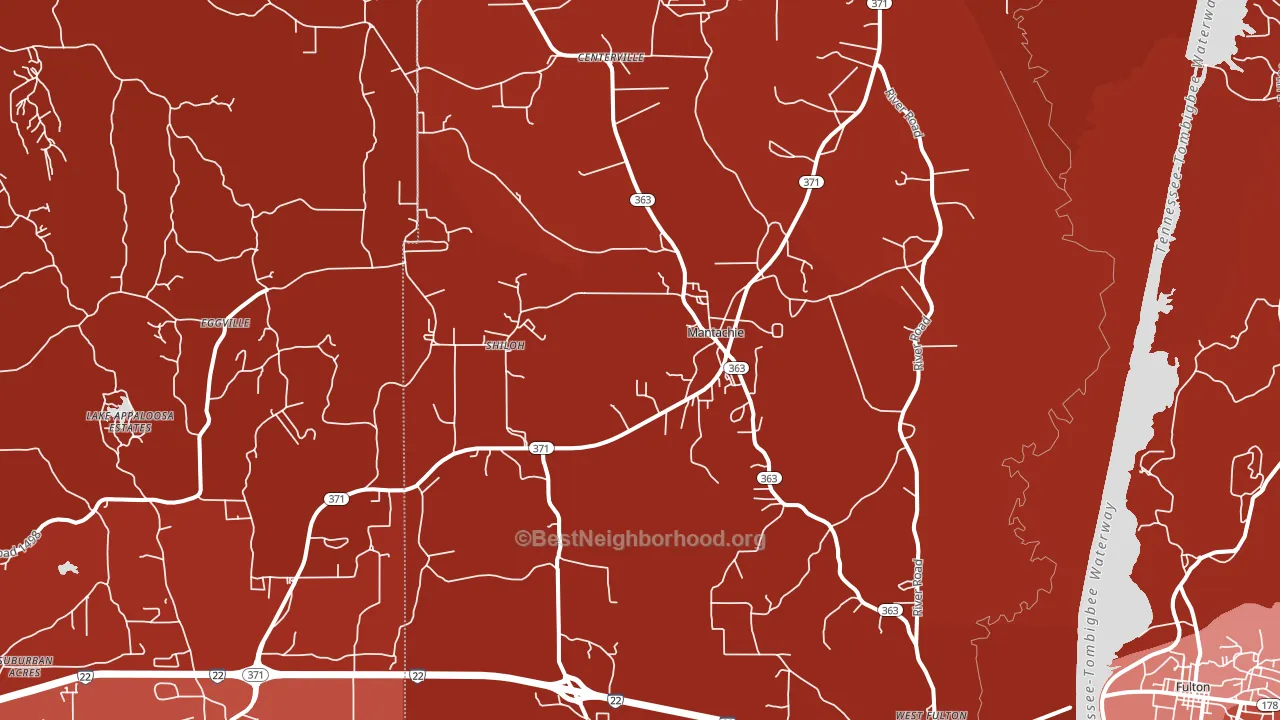 Mantachie, MS block-group political-lean map