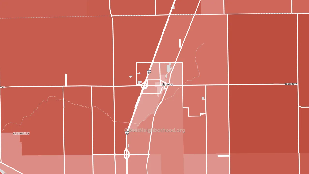 Manteno, IL block-group political-lean map