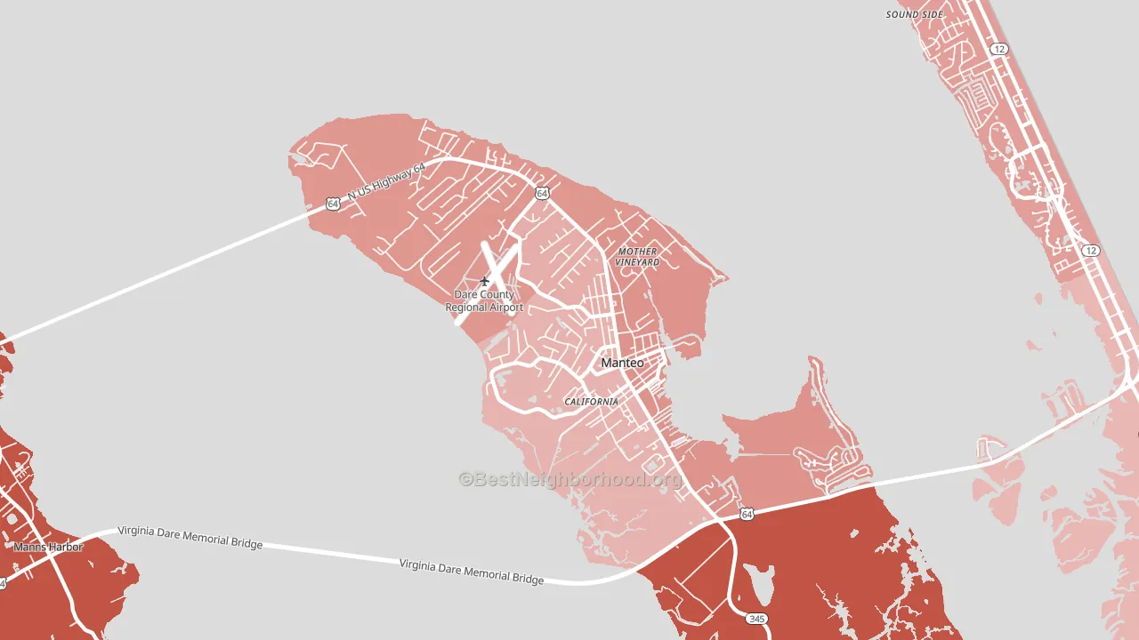 Manteo, NC block-group political-lean map