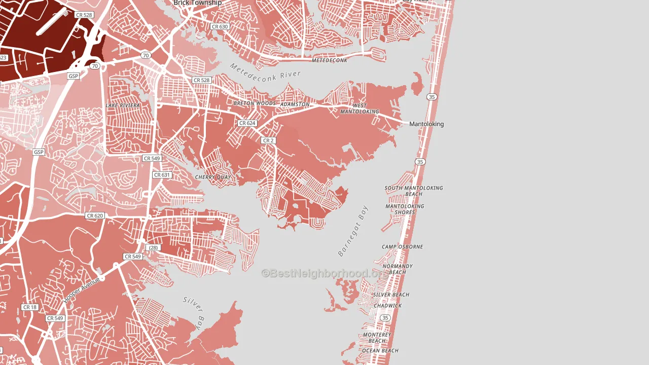 Mantoloking, NJ block-group political-lean map