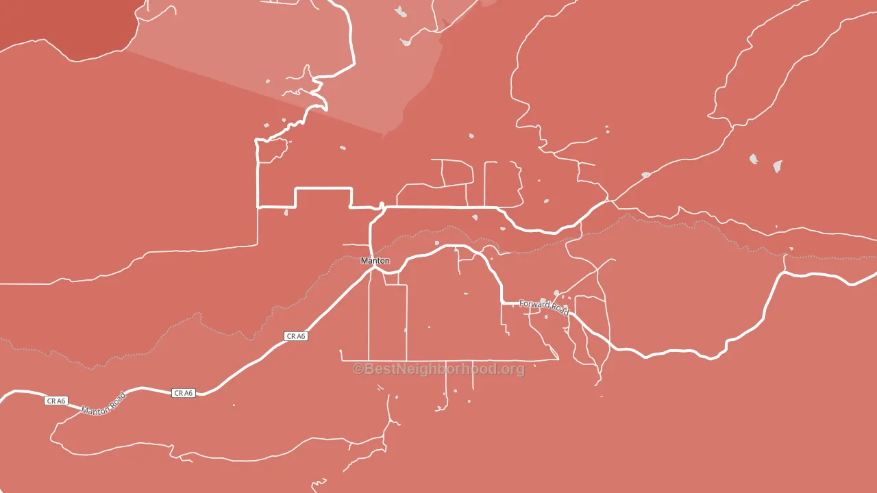 Manton, CA block-group political-lean map