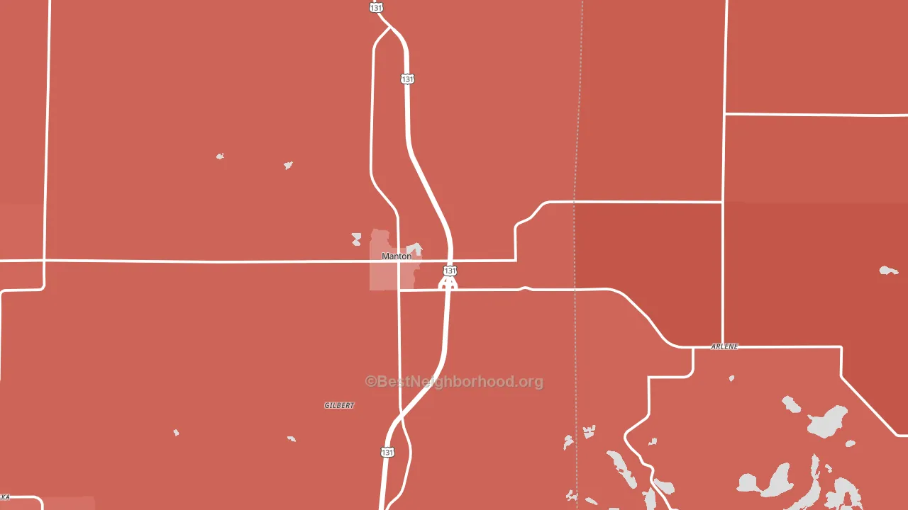 Manton, MI block-group political-lean map