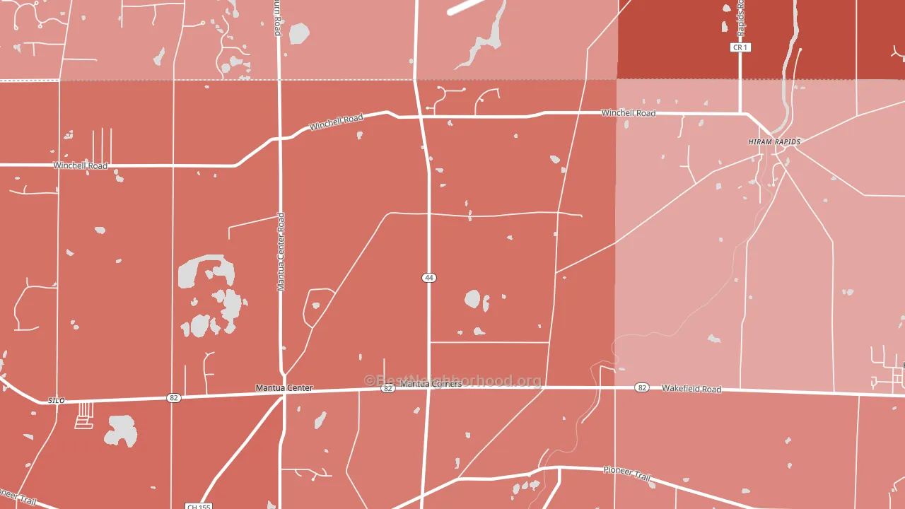 Mantua Corners, OH block-group political-lean map