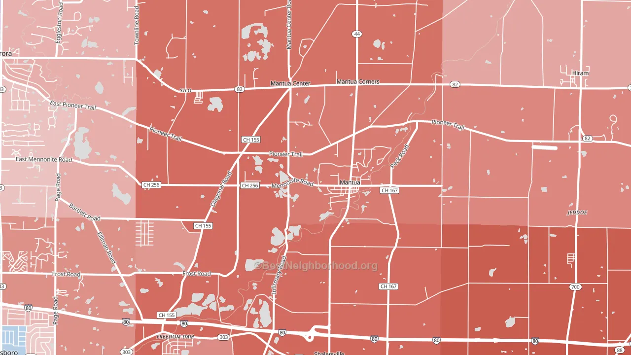Mantua, OH block-group political-lean map