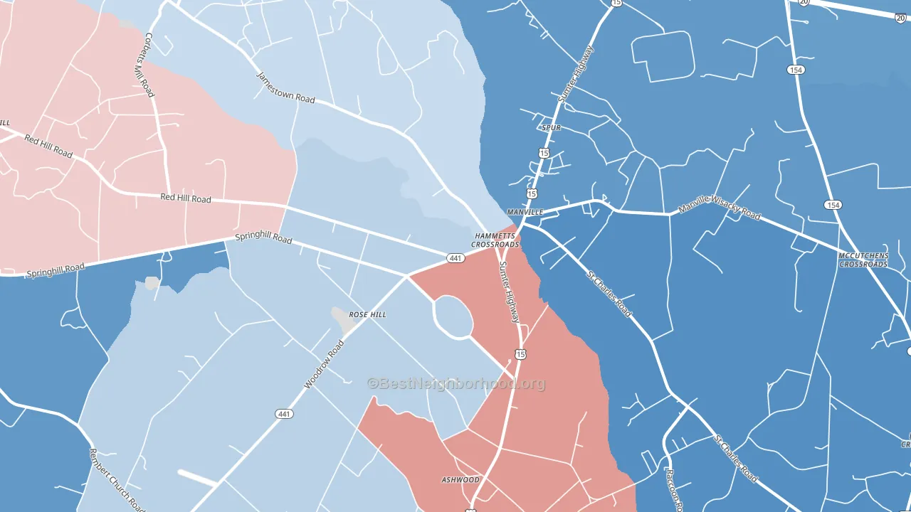 Manville, SC block-group political-lean map