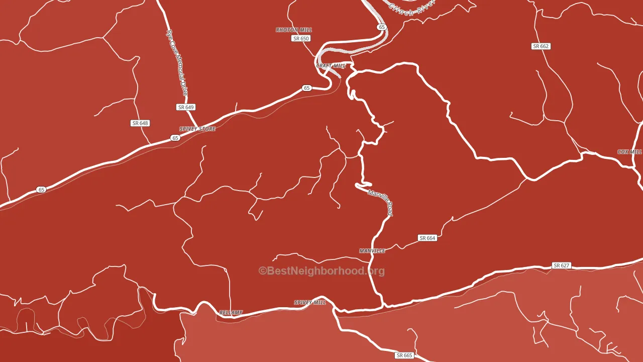 Manville, VA block-group political-lean map