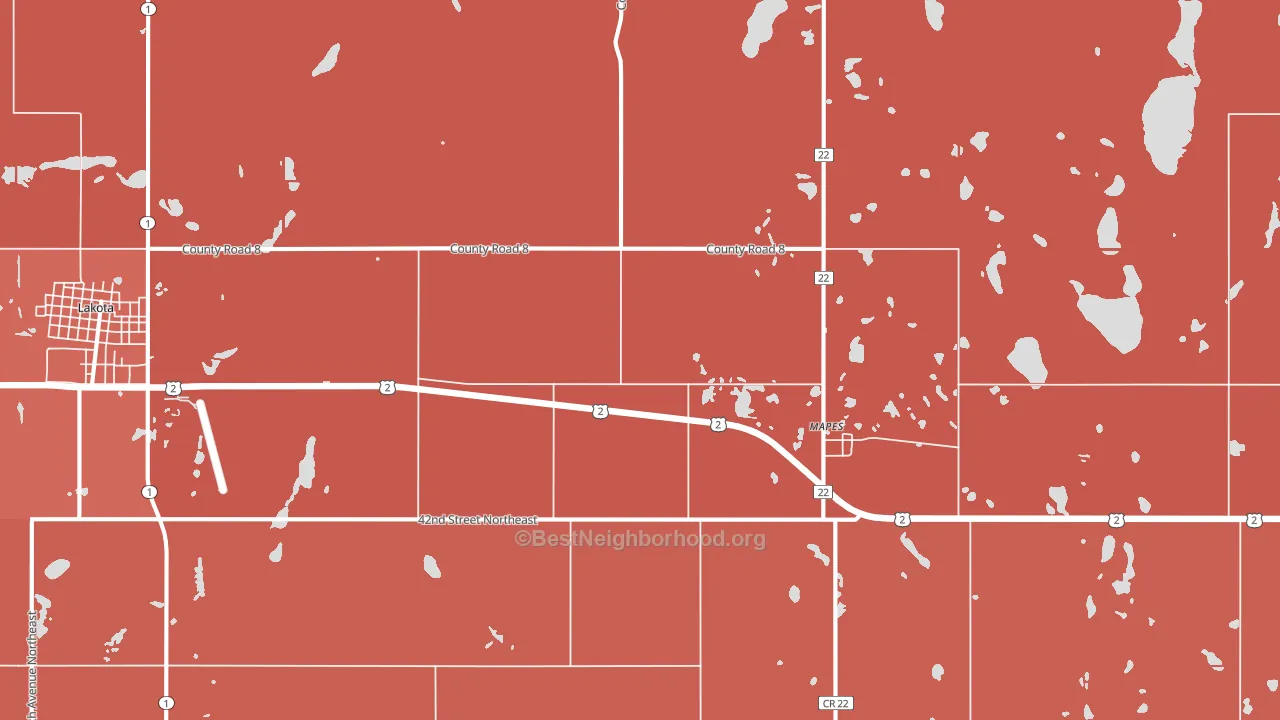 Mapes, ND block-group political-lean map