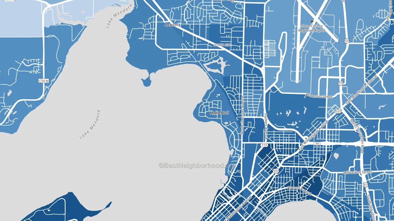 Maple Bluff, WI block-group political-lean map