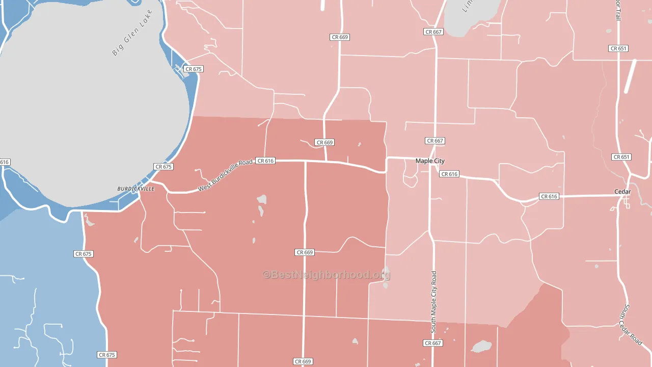 Maple City, MI block-group political-lean map