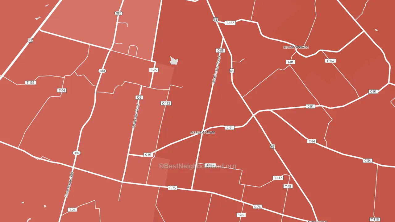 Maple Corner, OH block-group political-lean map