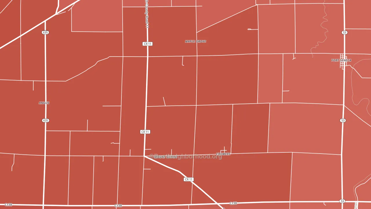 Maple Grove, OH block-group political-lean map