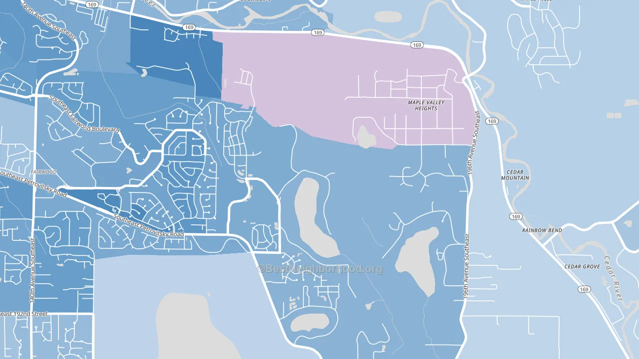 Maple Heights-Lake Desire, Renton, WA block-group political-lean map