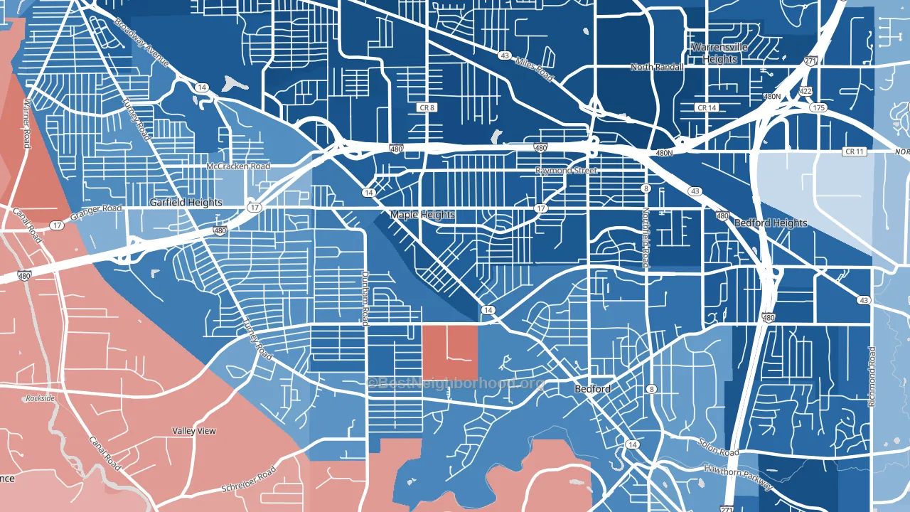 Maple Heights, OH block-group political-lean map