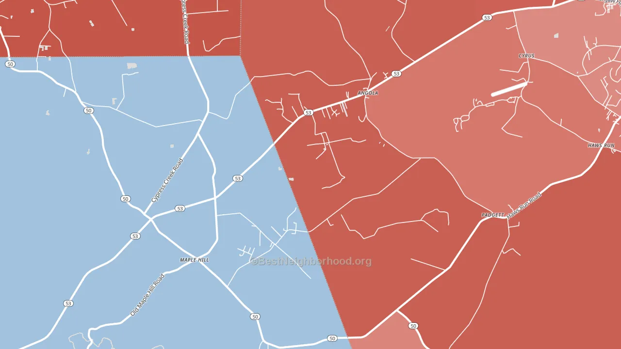 Maple Hill, NC block-group political-lean map