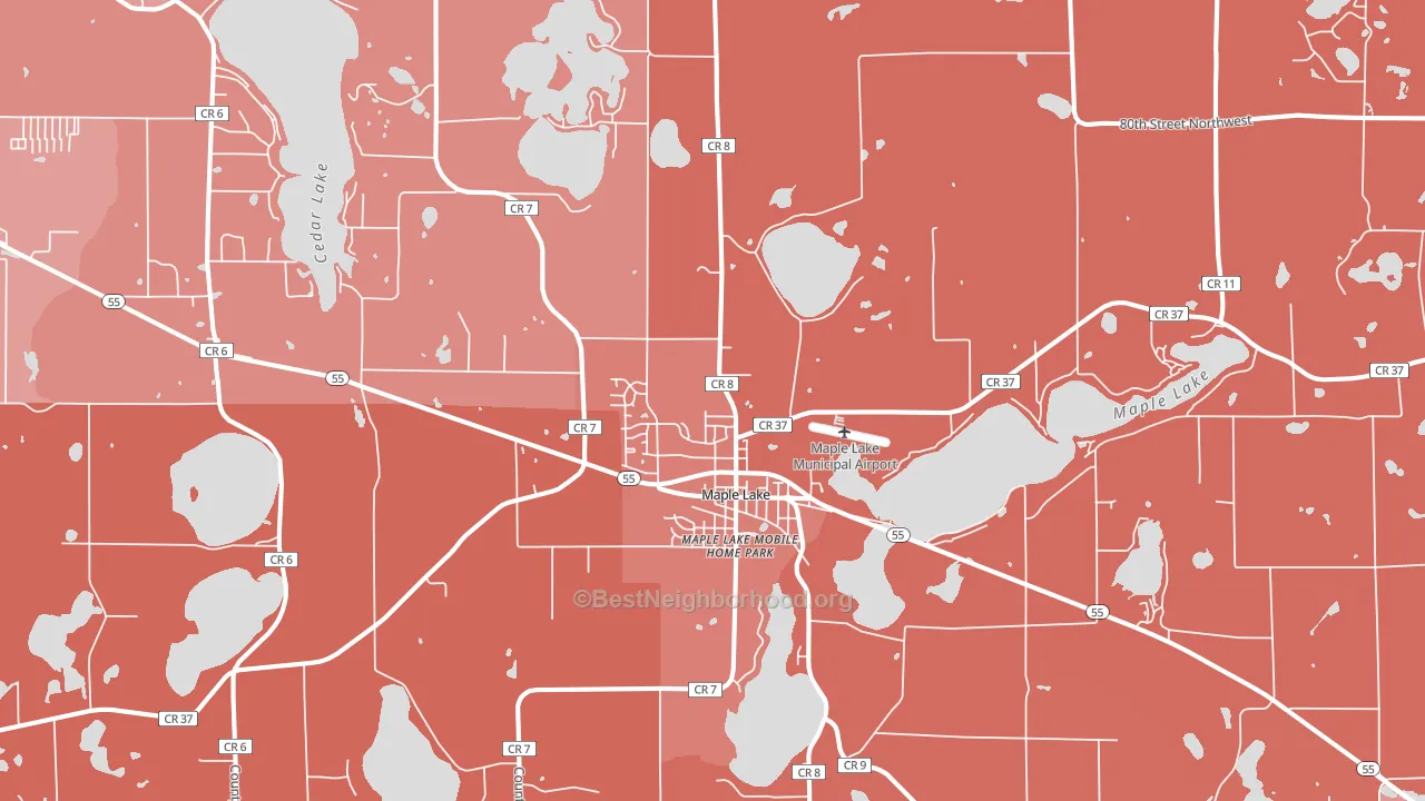 Maple Lake, MN block-group political-lean map