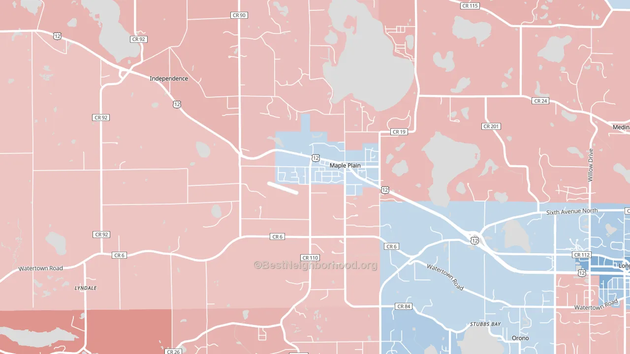 Maple Plain, MN block-group political-lean map