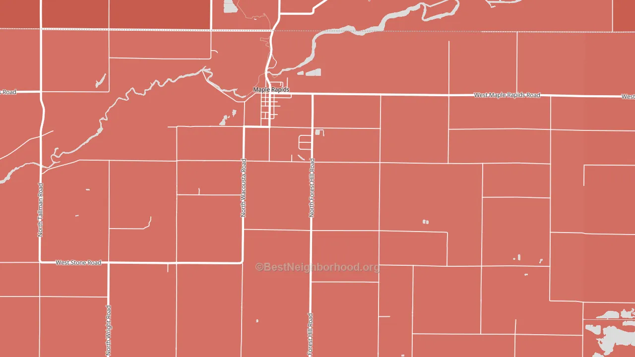 Maple Rapids, MI block-group political-lean map