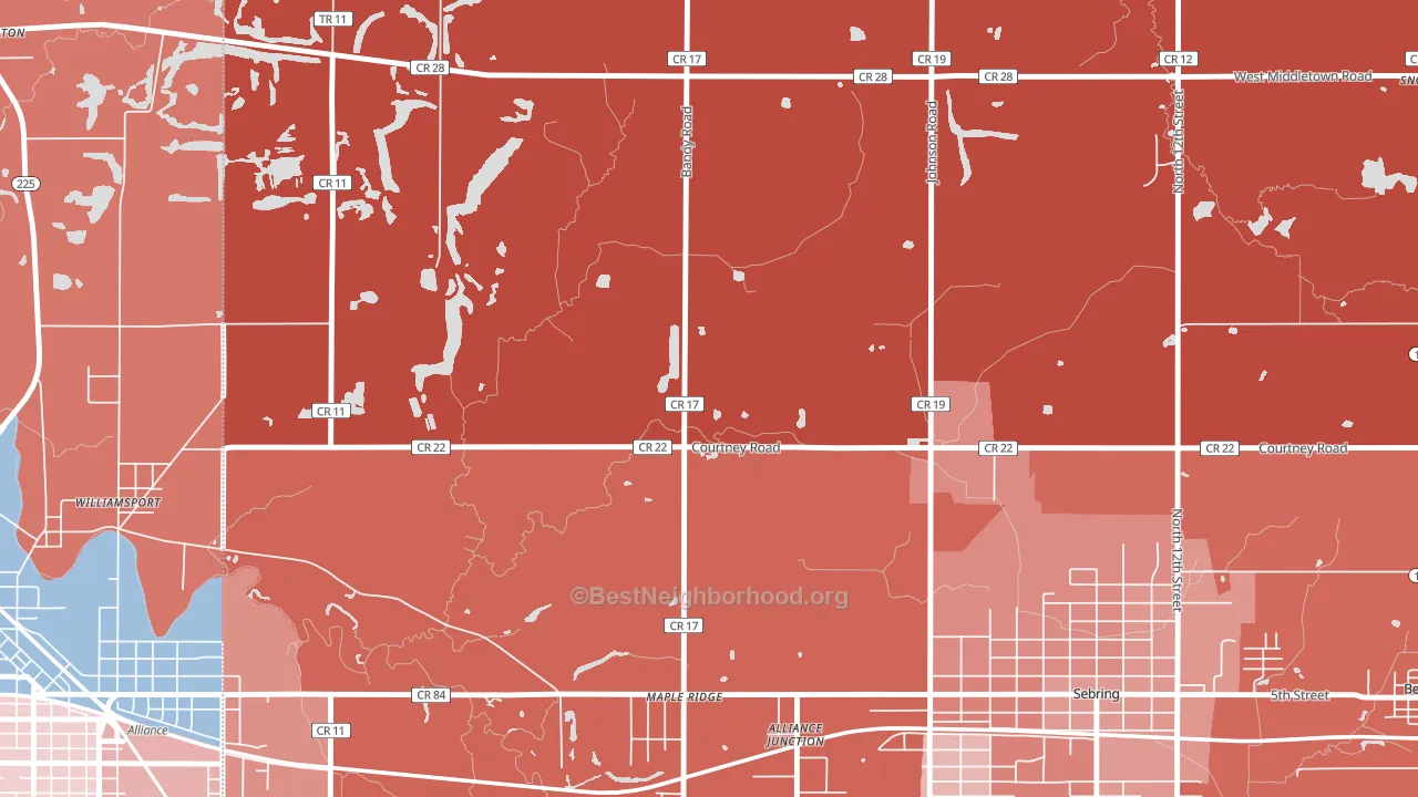 Maple Ridge, OH block-group political-lean map