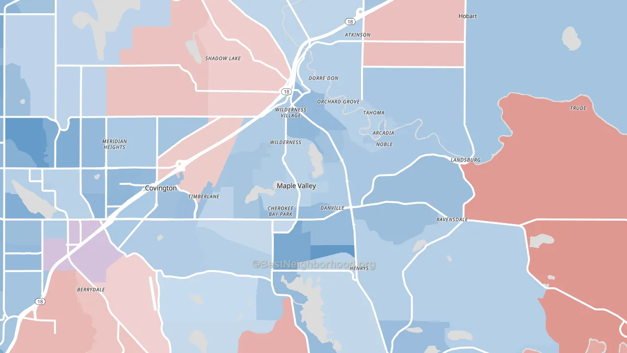 Maple Valley, WA block-group political-lean map