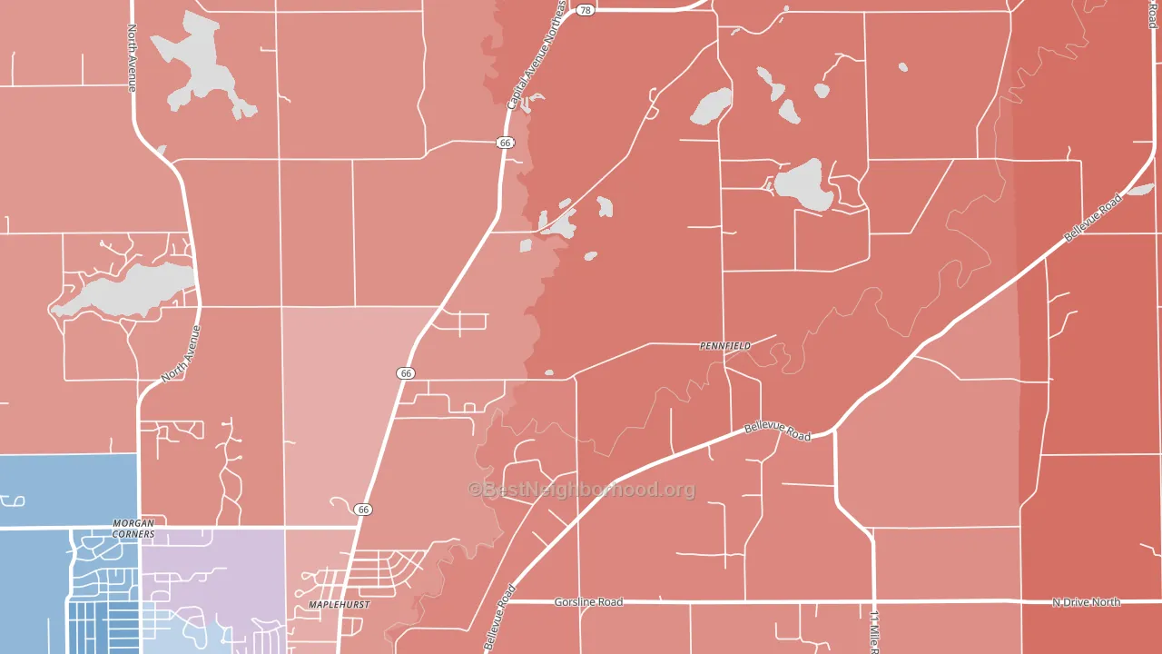 Maplehurst, MI block-group political-lean map
