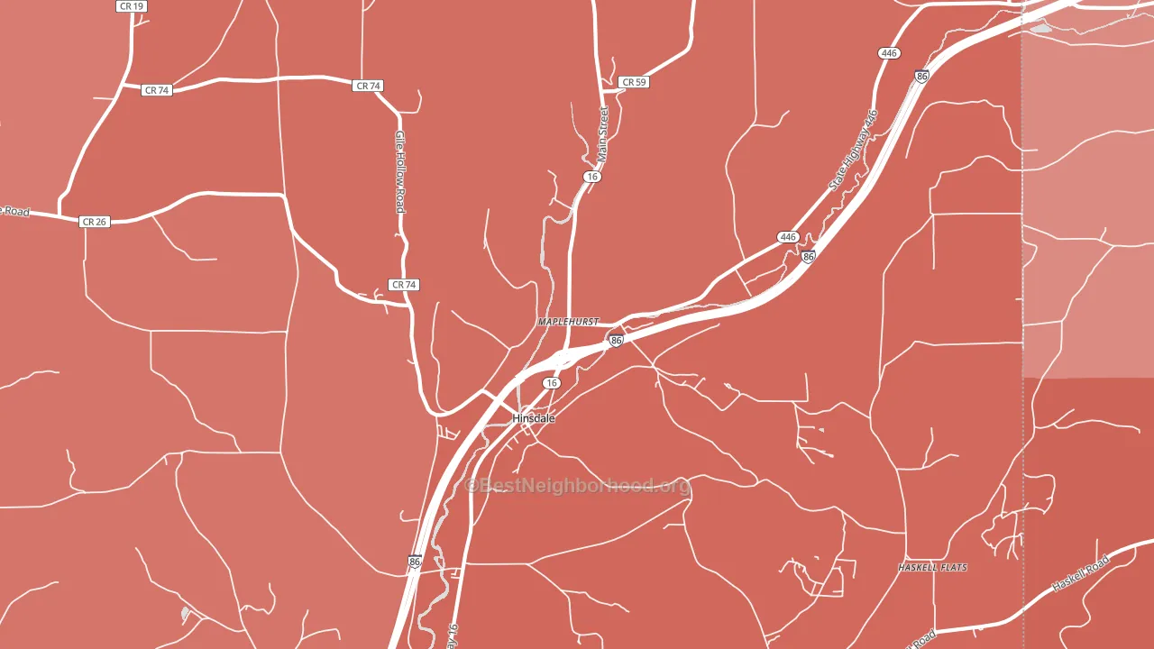 Maplehurst, NY block-group political-lean map