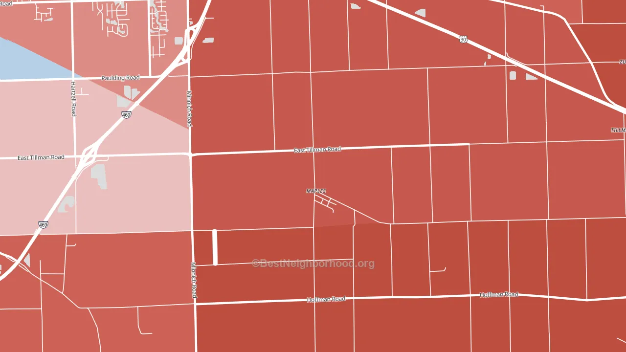 Maples, IN block-group political-lean map