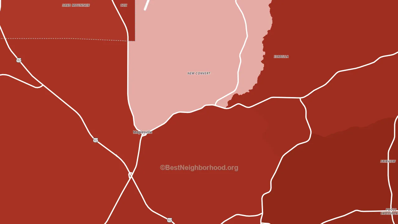 Maplesville, AL block-group political-lean map