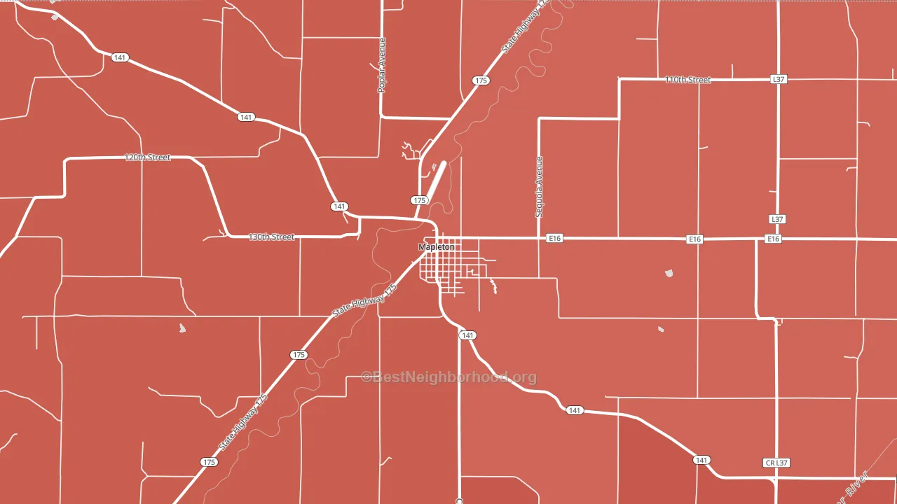 Mapleton, IA block-group political-lean map