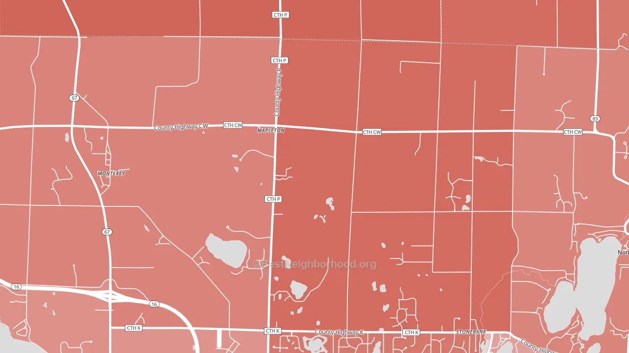Mapleton, WI block-group political-lean map