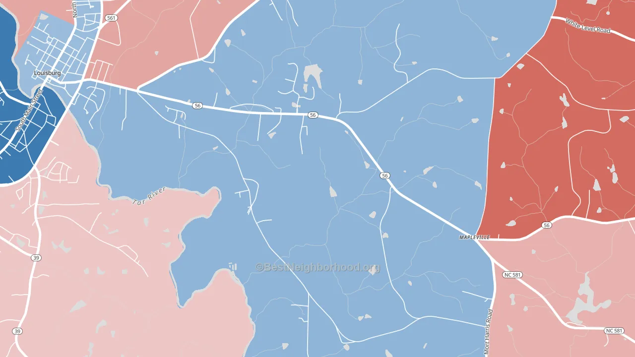 Mapleville, NC block-group political-lean map