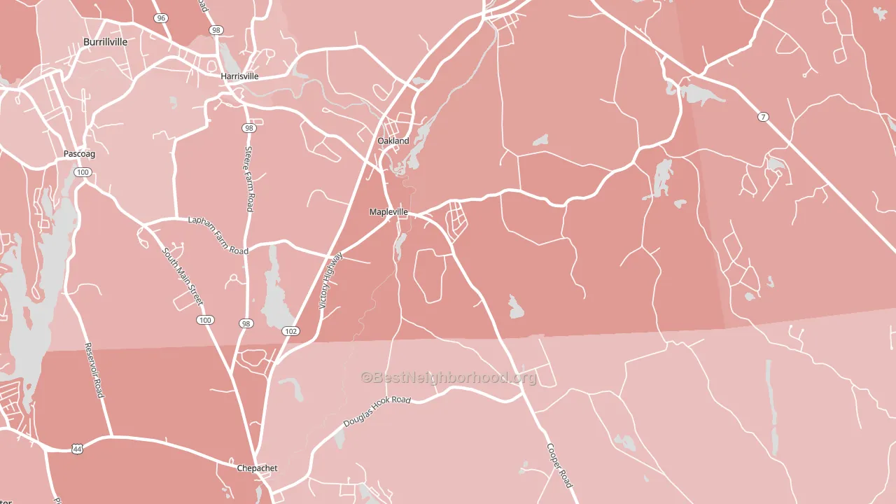 Mapleville, RI block-group political-lean map