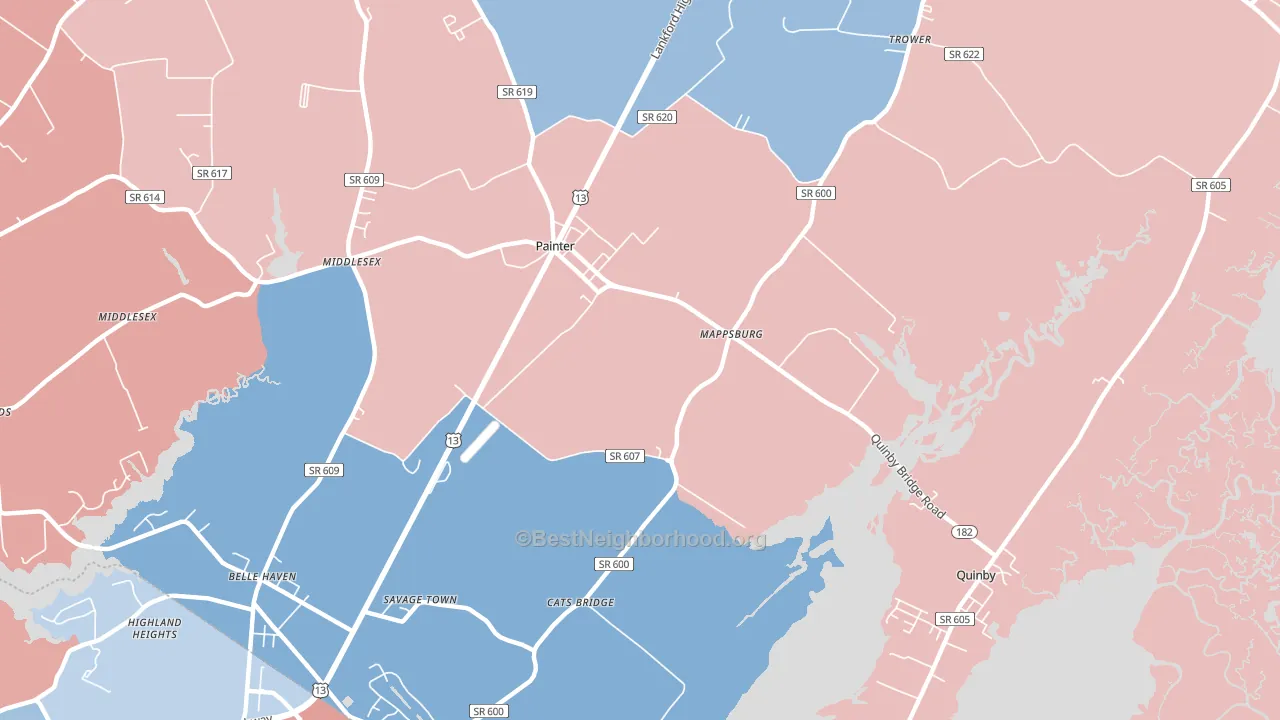 Mappsburg, VA block-group political-lean map