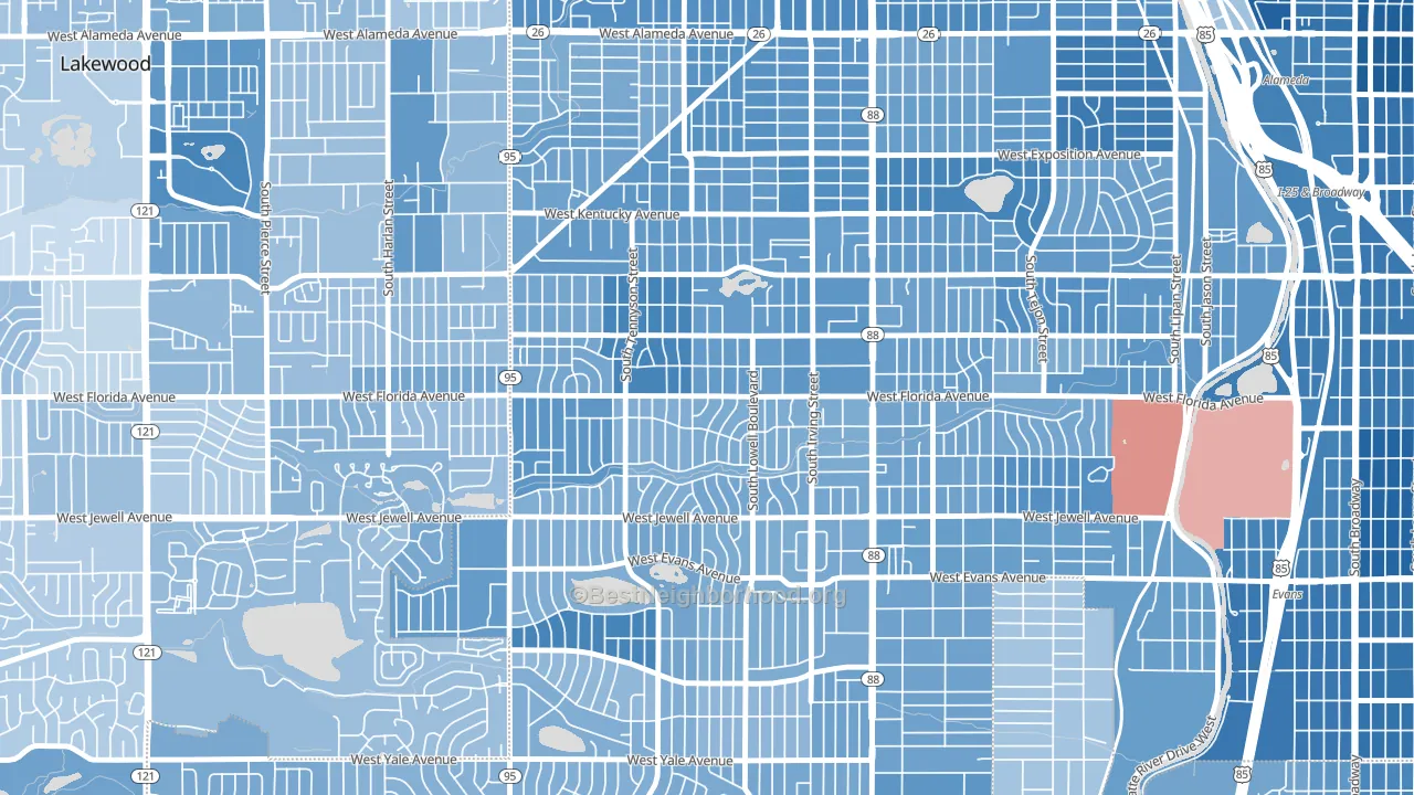 Mar Lee, Denver, CO block-group political-lean map