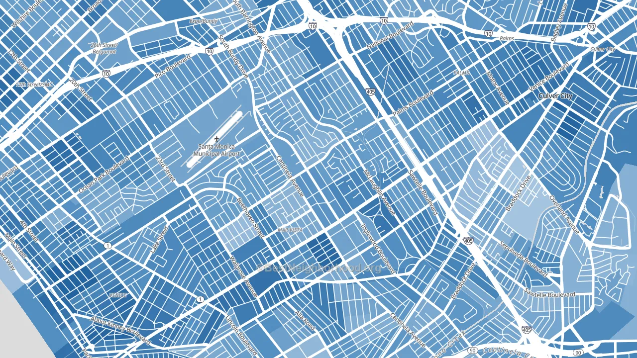 Mar Vista, Los Angeles, CA block-group political-lean map