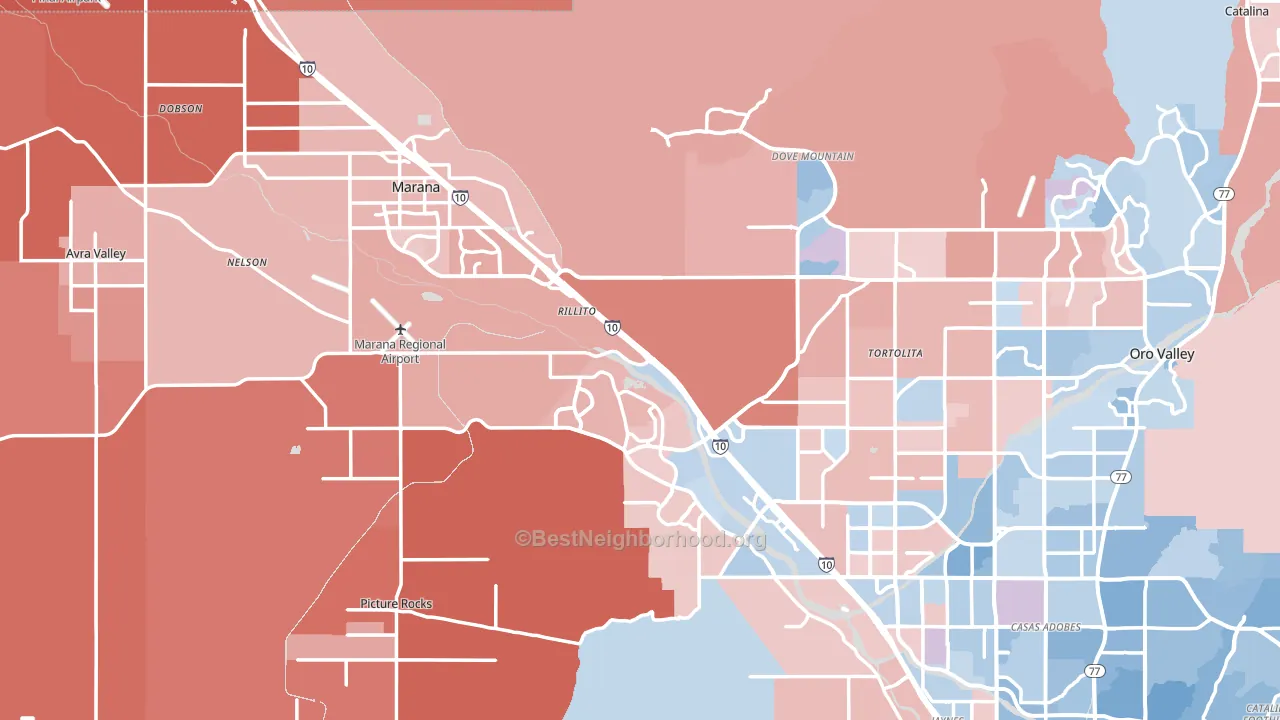 Marana, AZ block-group political-lean map