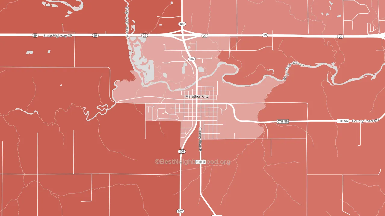 Marathon City, WI block-group political-lean map