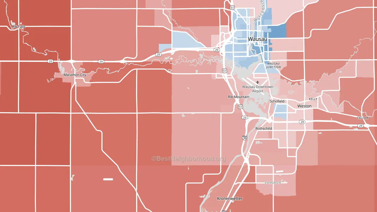 Marathon County, WI block-group political-lean map