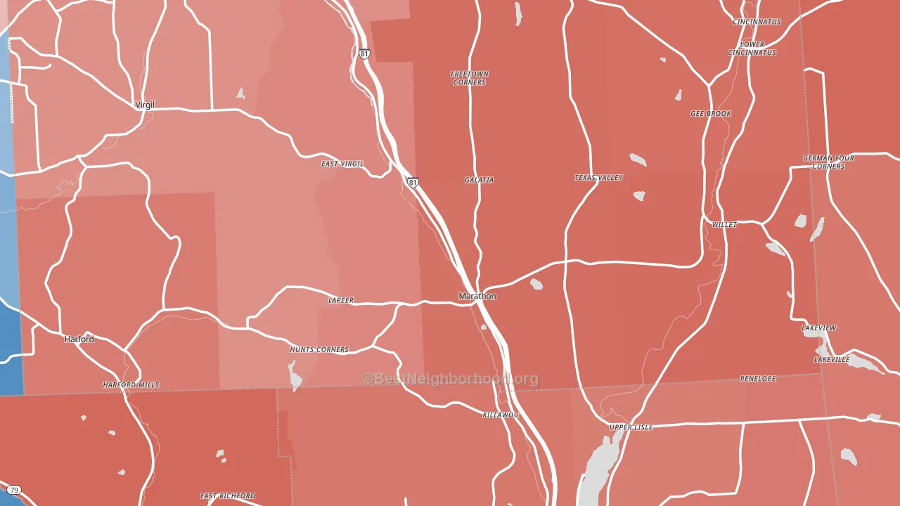 Marathon, NY block-group political-lean map