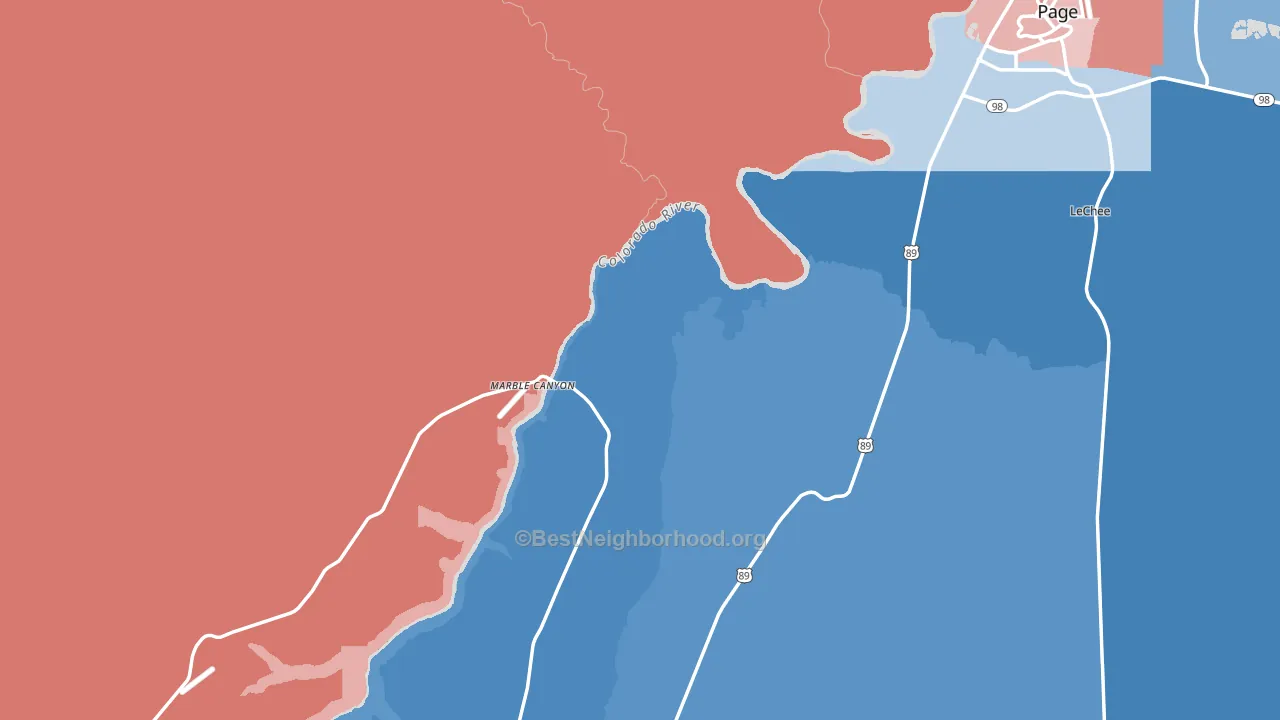 Marble Canyon, AZ block-group political-lean map