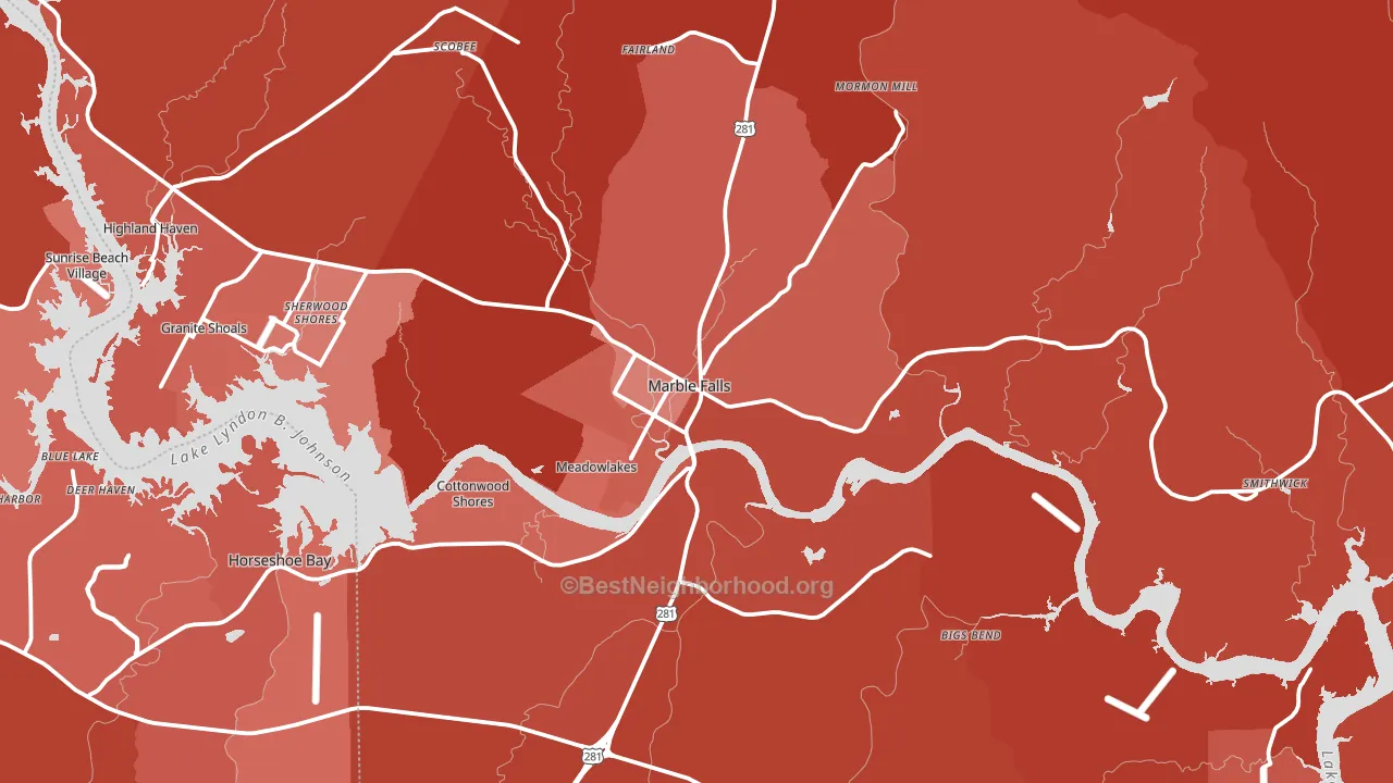 Marble Falls, TX block-group political-lean map