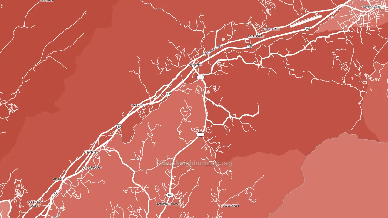 Marble, NC block-group political-lean map